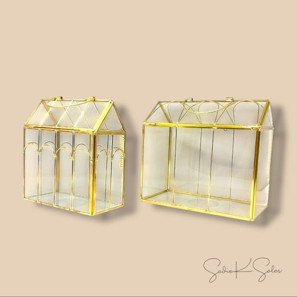 Large Scalloped Brass Glass Greenhouse – Hearth & Hand Magnolia Target 2025 - Picture 9 of 9